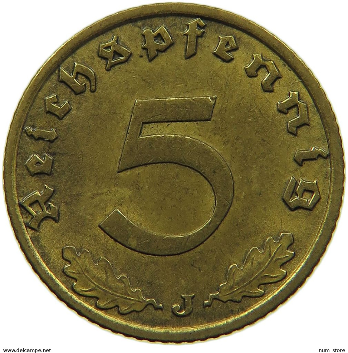 GERMANY 5 REICHSPFENNIG 1938 J #s091 0795 - 5 Reichspfennig