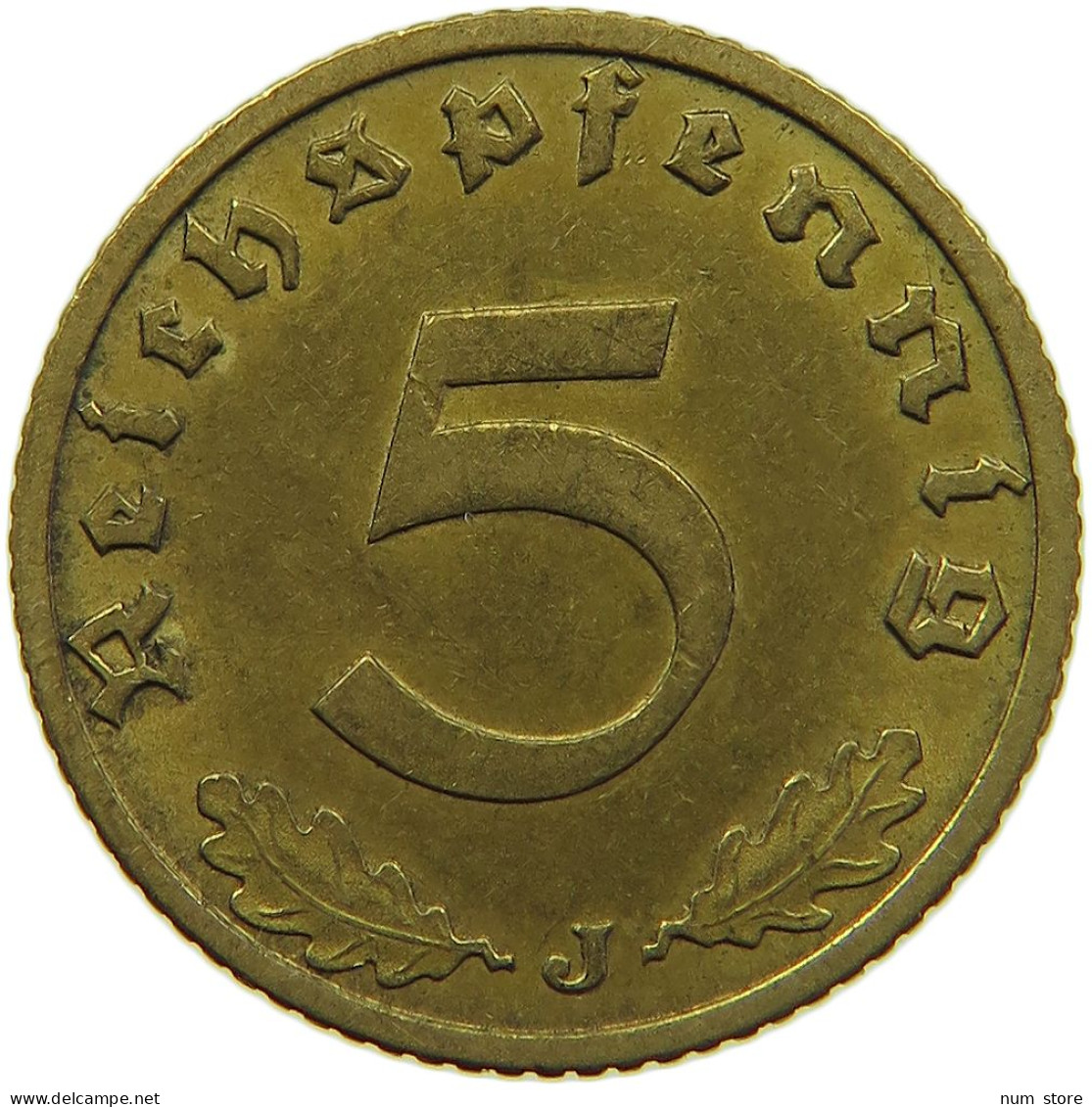 GERMANY 5 REICHSPFENNIG 1937 J #s091 0747 - 5 Reichspfennig