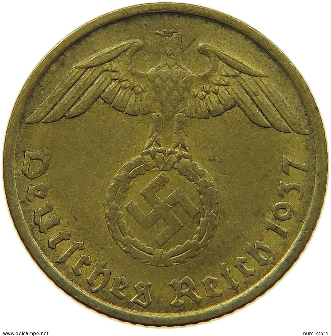 GERMANY 5 REICHSPFENNIG 1937 A DEZENTRIERT #s091 0737 - 5 Reichspfennig