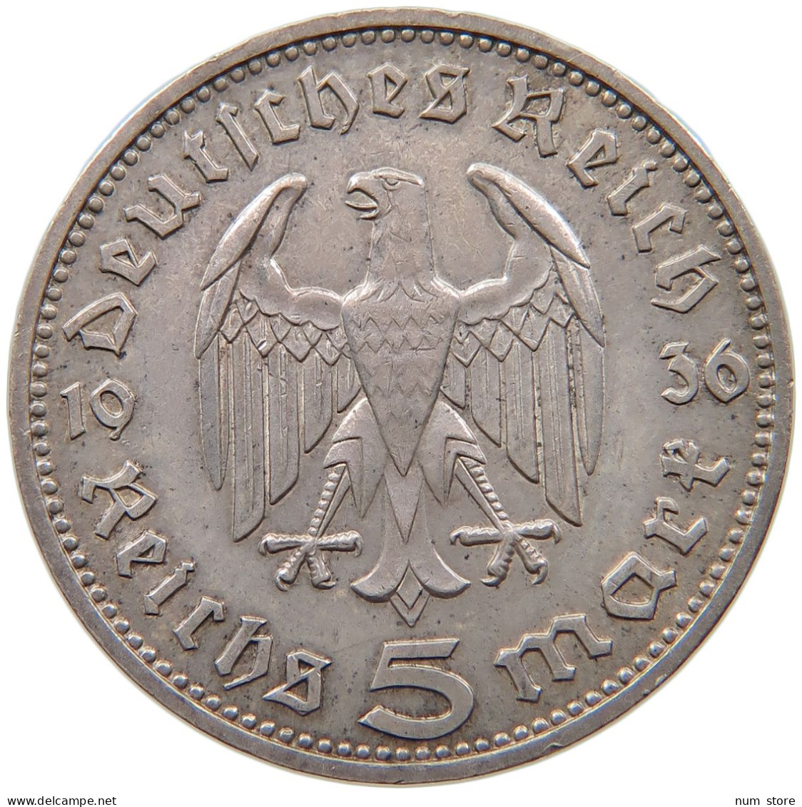 GERMANY 5 MARK 1936 J #s098 0079 - 5 Reichsmark