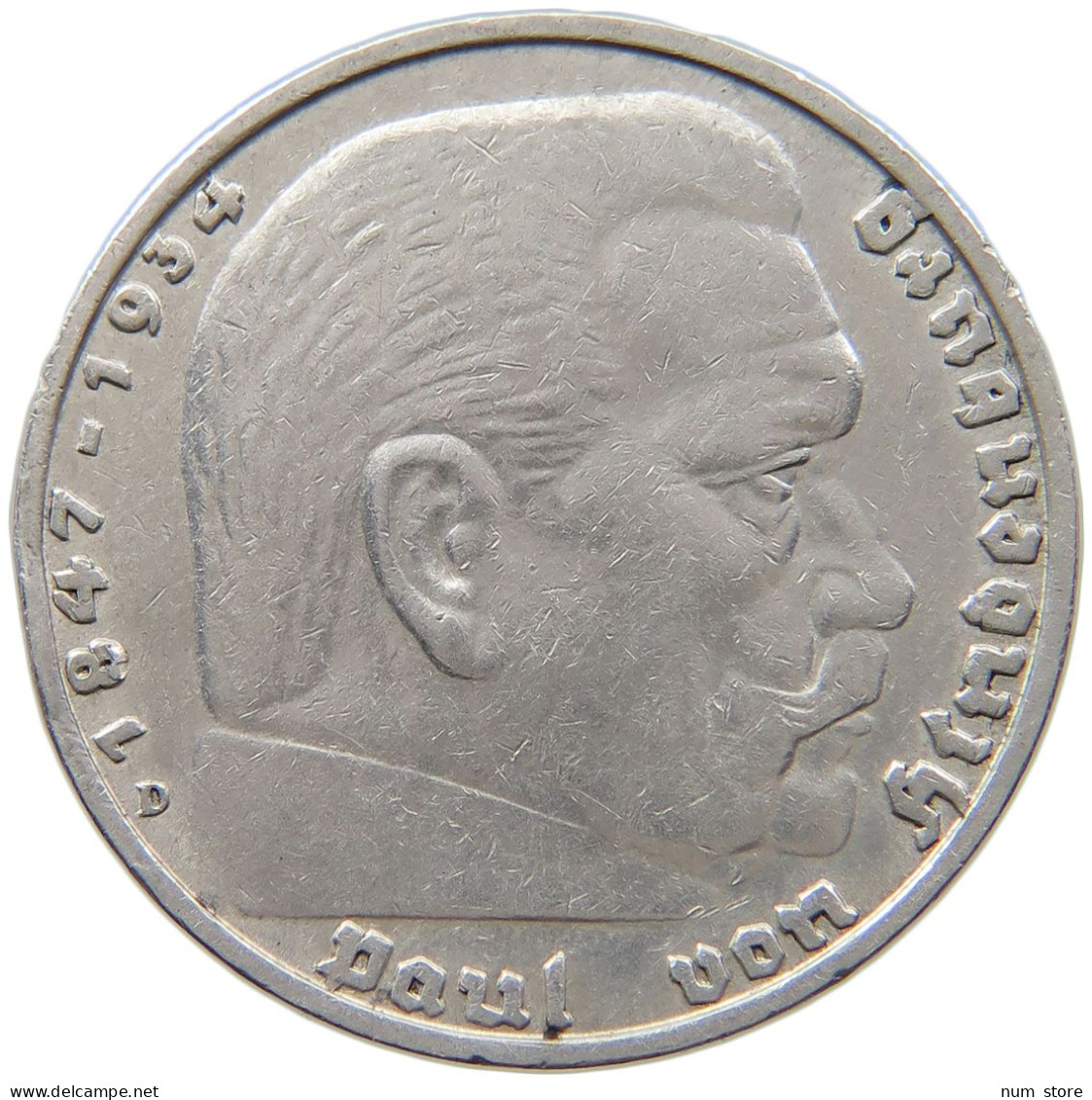 GERMANY 5 MARK 1935 D #s101 0451 - 5 Reichsmark