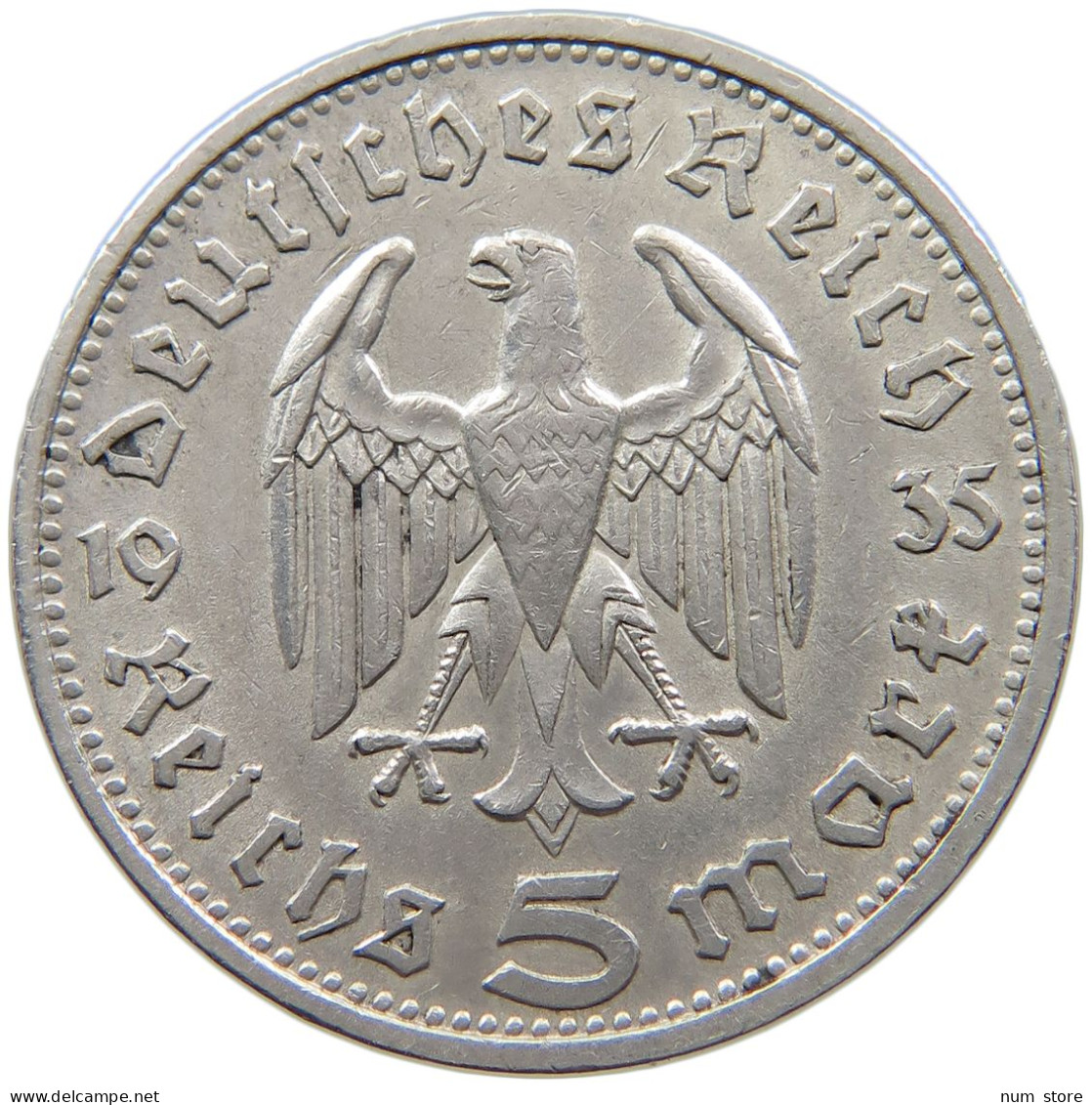 GERMANY 5 MARK 1935 D #s101 0451 - 5 Reichsmark