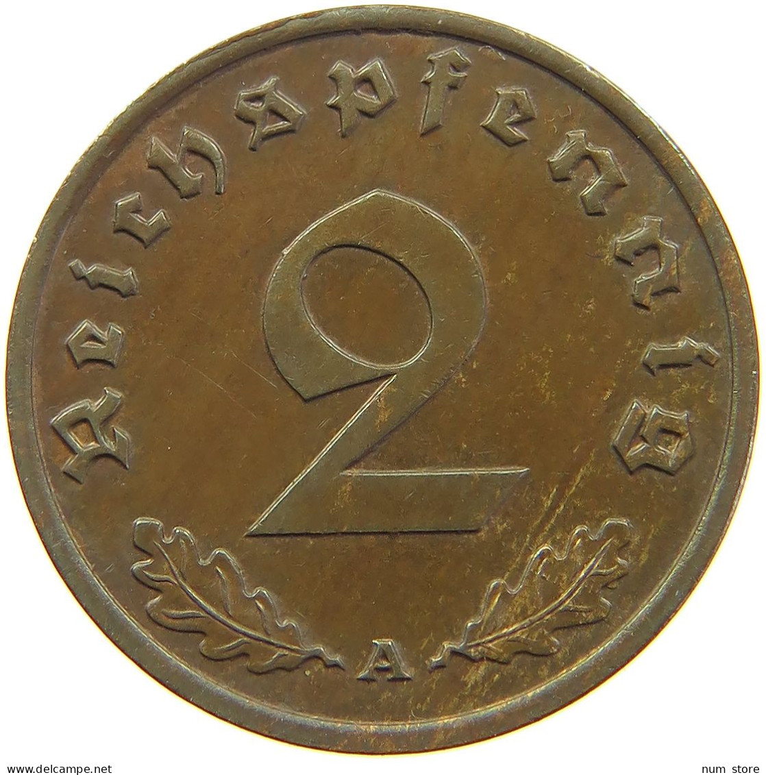 GERMANY 2 REICHSPFENNIG 1940 A #s095 0177 - 2 Reichspfennig