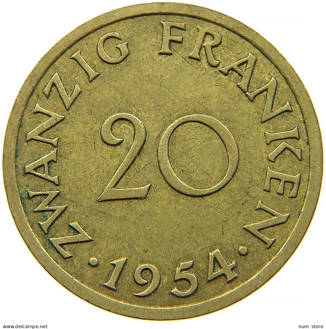 GERMANY 20 FRANKEN 1954 SAARLAND #s089 0135 - Sonstige & Ohne Zuordnung
