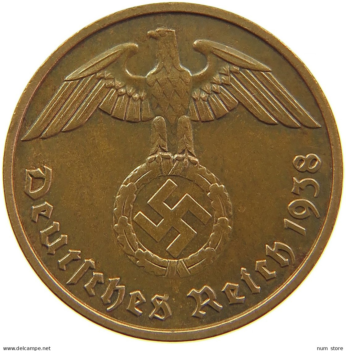 GERMANY 2 REICHSPFENNIG 1938 F #s095 0189 - 2 Reichspfennig