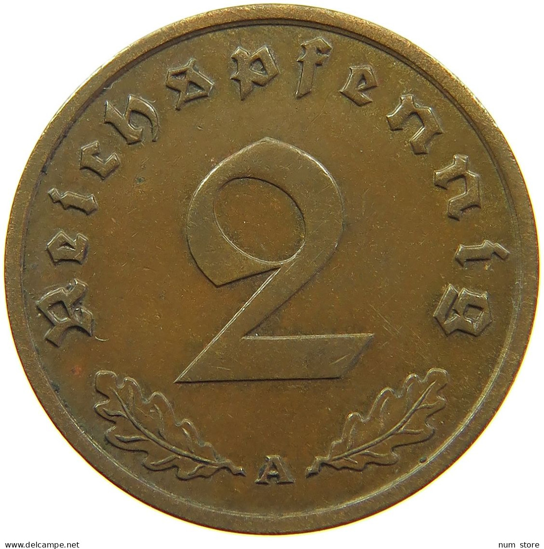 GERMANY 2 REICHSPFENNIG 1938 A #s095 0185 - 2 Reichspfennig