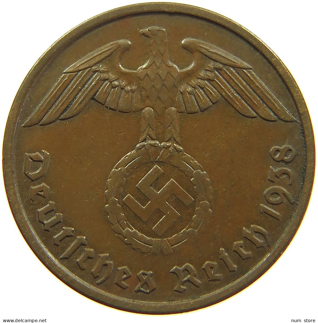 GERMANY 2 REICHSPFENNIG 1938 A #s095 0185 - 2 Reichspfennig