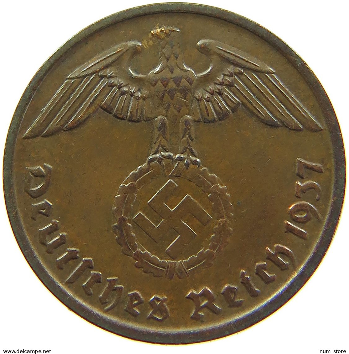 GERMANY 2 REICHSPFENNIG 1937 A #s095 0179 - 2 Reichspfennig