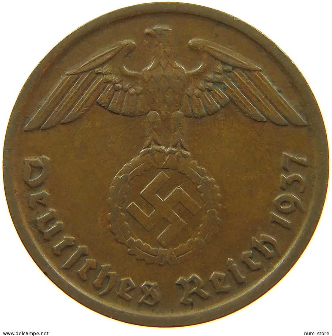 GERMANY 2 REICHSPFENNIG 1937 D #s095 0195 - 2 Reichspfennig