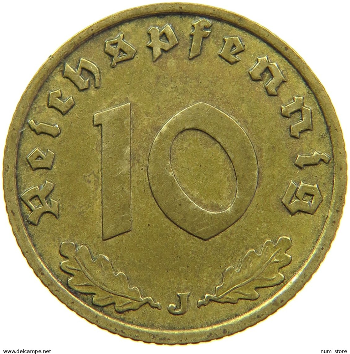 GERMANY 10 REICHSPFENNIG 1938 J #s095 0143 - 10 Reichspfennig