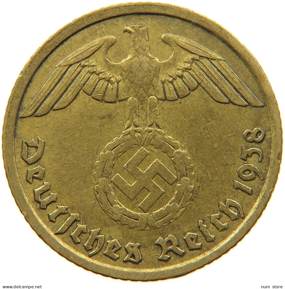 GERMANY 10 REICHSPFENNIG 1938 J #s095 0101 - 10 Reichspfennig