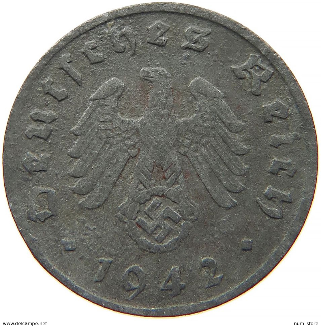 GERMANY 1 REICHSPFENNIG 1942 D DEZENTRIERT #s091 1025 - 1 Reichspfennig