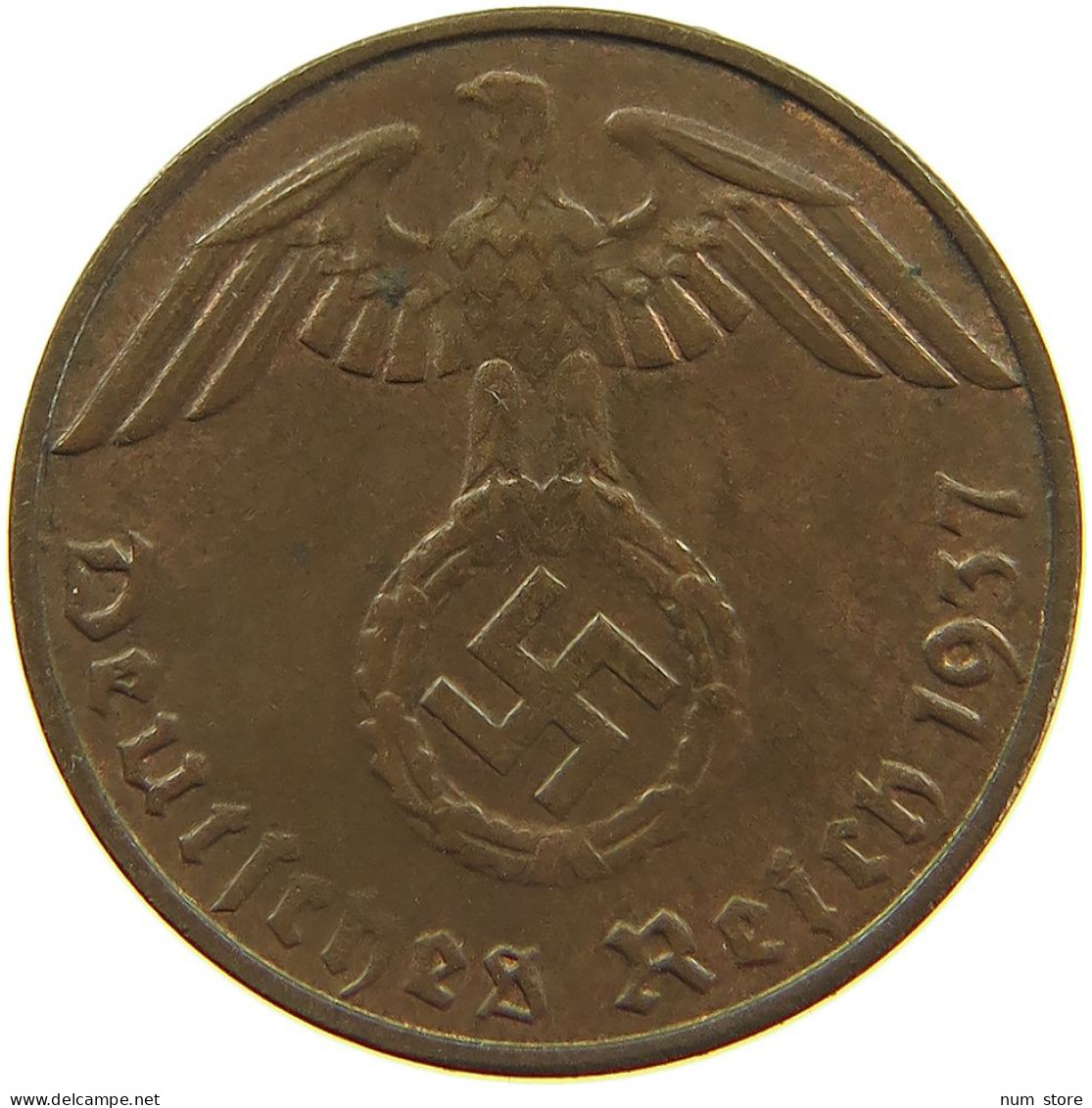 GERMANY 1 REICHSPFENNIG 1937 D #s096 0145 - 1 Reichspfennig