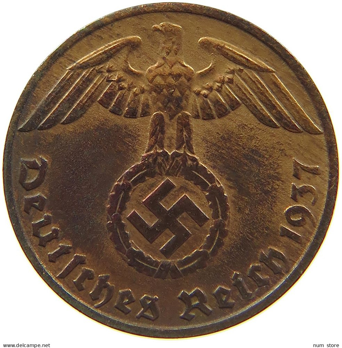 GERMANY 1 REICHSPFENNIG 1937 D #s096 0129 - 1 Reichspfennig