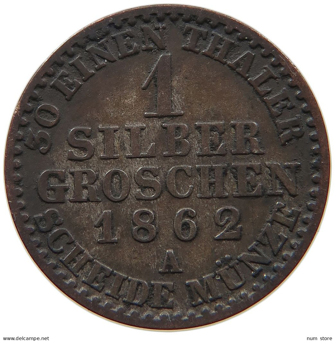 GERMAN STATES SILBERGROSCHEN 1862 A BRANDENBURG PREUSSEN Wilhelm I. (1861-1888) #s091 0157 - Taler & Doppeltaler