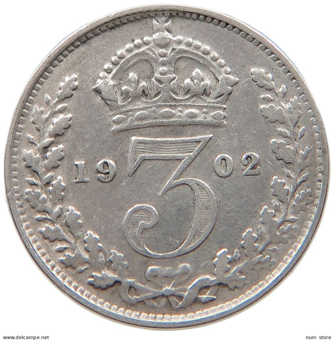 GREAT BRITAIN THREEPENCE 1902 #s100 0739 - F. 3 Pence
