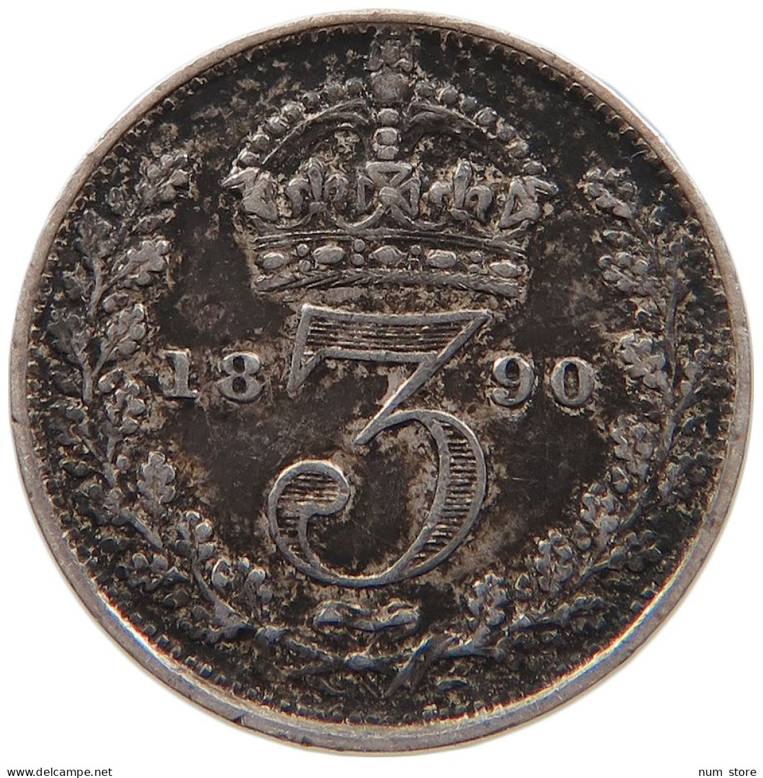 GREAT BRITAIN THREEPENCE 1890 #s096 0349 - F. 3 Pence