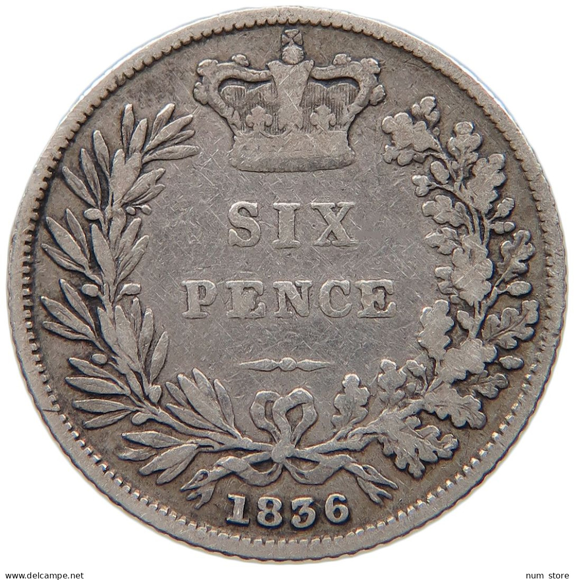 GREAT BRITAIN SIXPENCE 1836 #s096 0329 - H. 6 Pence