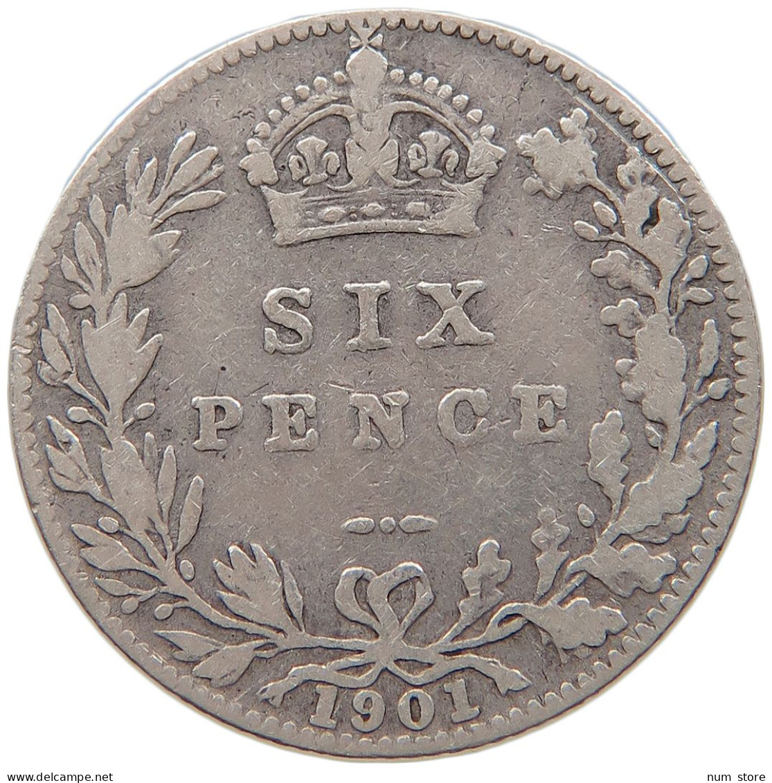 GREAT BRITAIN SIXPENCE 1901 #s096 0323 - H. 6 Pence