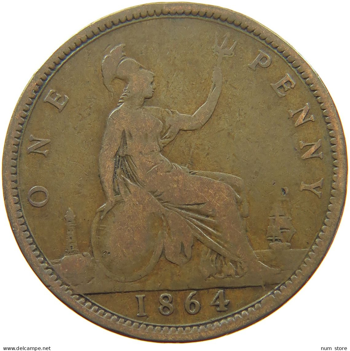 GREAT BRITAIN PENNY 1864 #s097 0297 - D. 1 Penny