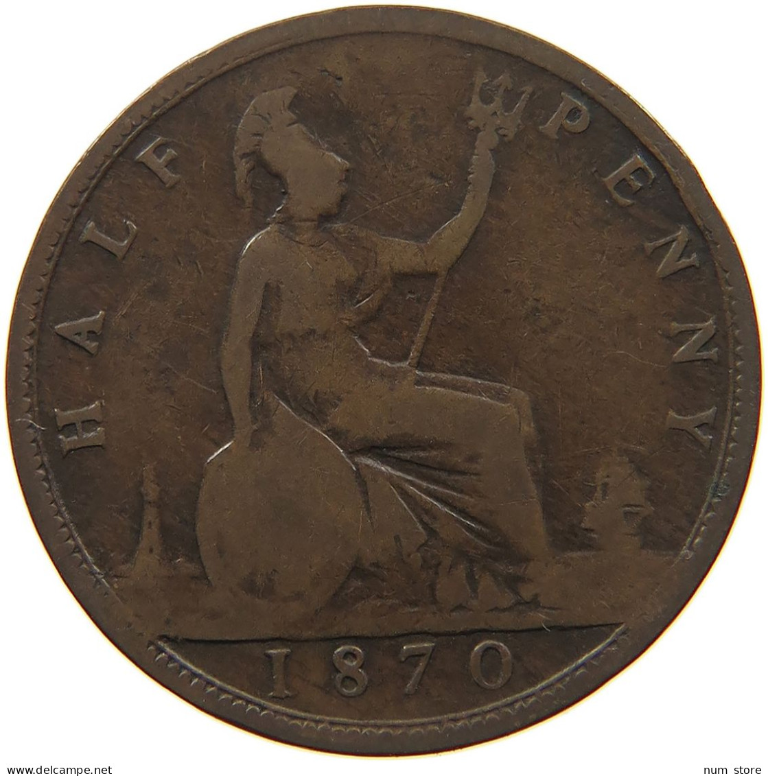 GREAT BRITAIN HALF PENNY 1870 #s095 0325 - K. 1/2 Crown