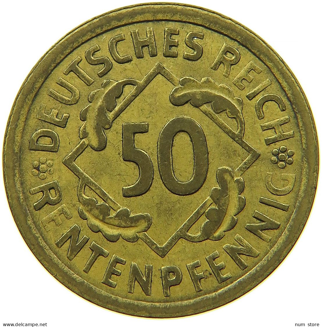 GERMANY WEIMAR 50 RENTENPFENNIG 1924 A #s089 0173 - 50 Renten- & 50 Reichspfennig