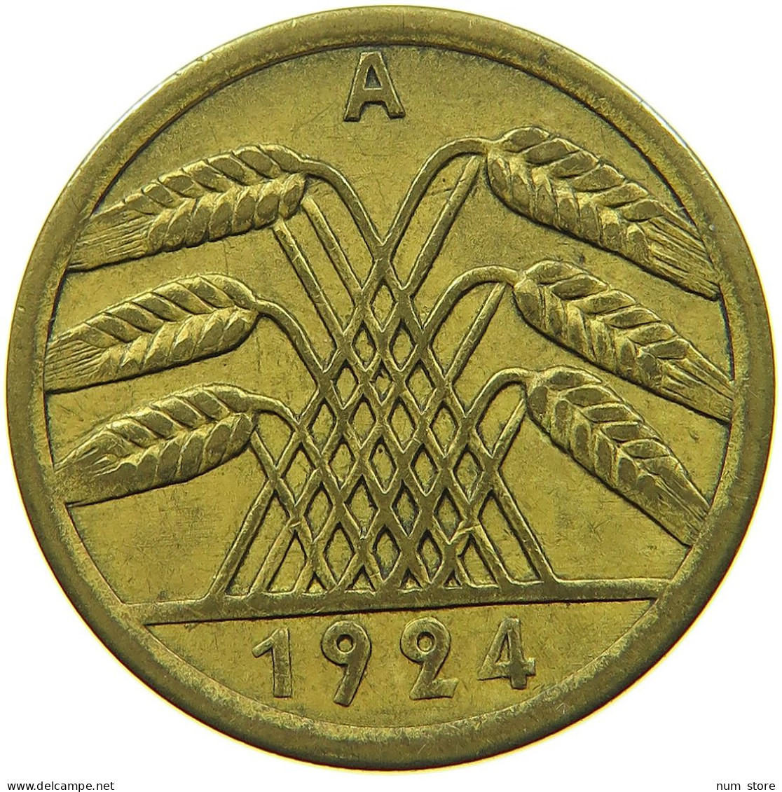 GERMANY WEIMAR 50 RENTENPFENNIG 1924 A #s089 0173 - 50 Rentenpfennig & 50 Reichspfennig