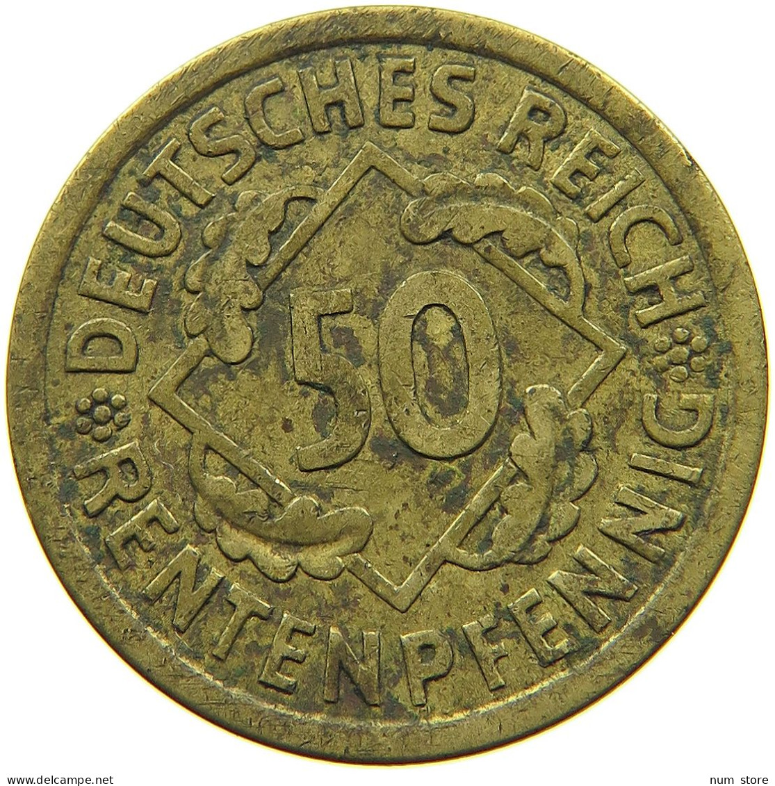 GERMANY WEIMAR 50 RENTENPFENNIG 1924 A #s089 0171 - 50 Rentenpfennig & 50 Reichspfennig