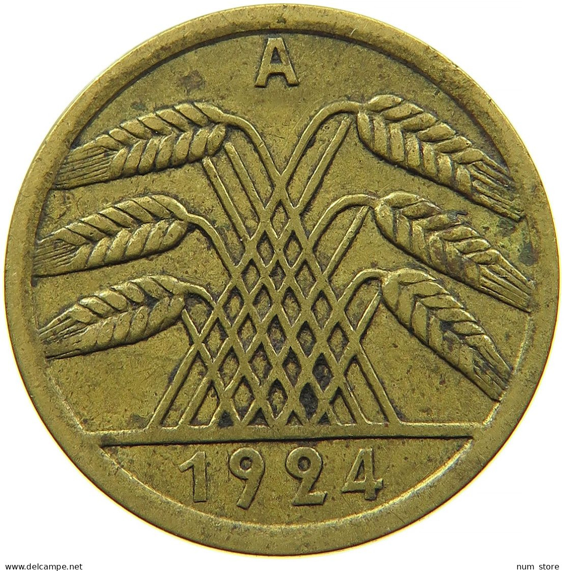 GERMANY WEIMAR 50 RENTENPFENNIG 1924 A #s089 0171 - 50 Renten- & 50 Reichspfennig