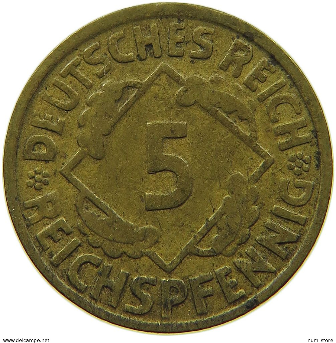 GERMANY WEIMAR 5 REICHSPFENNIG 1925 G #s091 0811 - 5 Renten- & 5 Reichspfennig