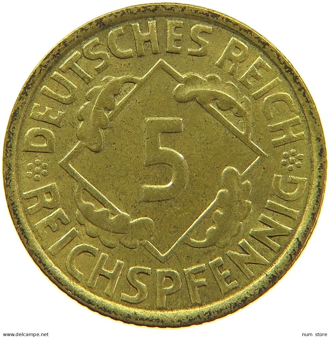 GERMANY WEIMAR 5 PFENNIG 1936 A #s096 0211 - 5 Reichspfennig