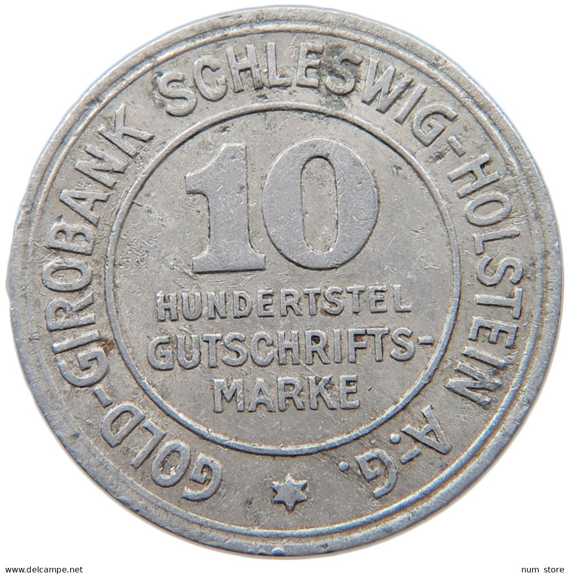 GERMANY NOTGELD 10 GUTSCHRIFTSMARKE 1923 SCHLESWIG HOLSTEIN #s090 0033 - Autres & Non Classés