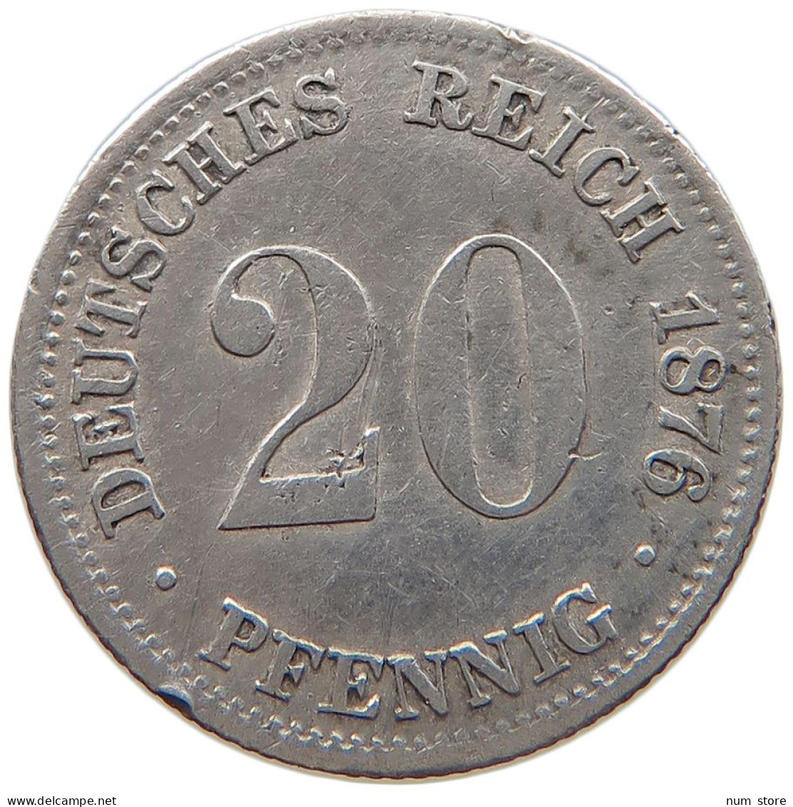GERMANY EMPIRE 20 PFENNIG 1876 G #s100 0705 - 20 Pfennig