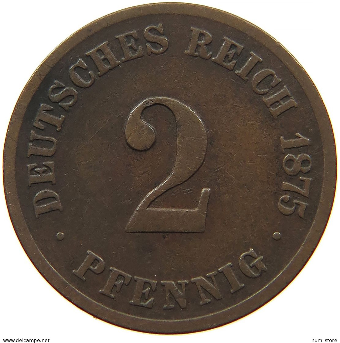GERMANY EMPIRE 2 PFENNIG 1875 C #s095 0423 - 2 Pfennig