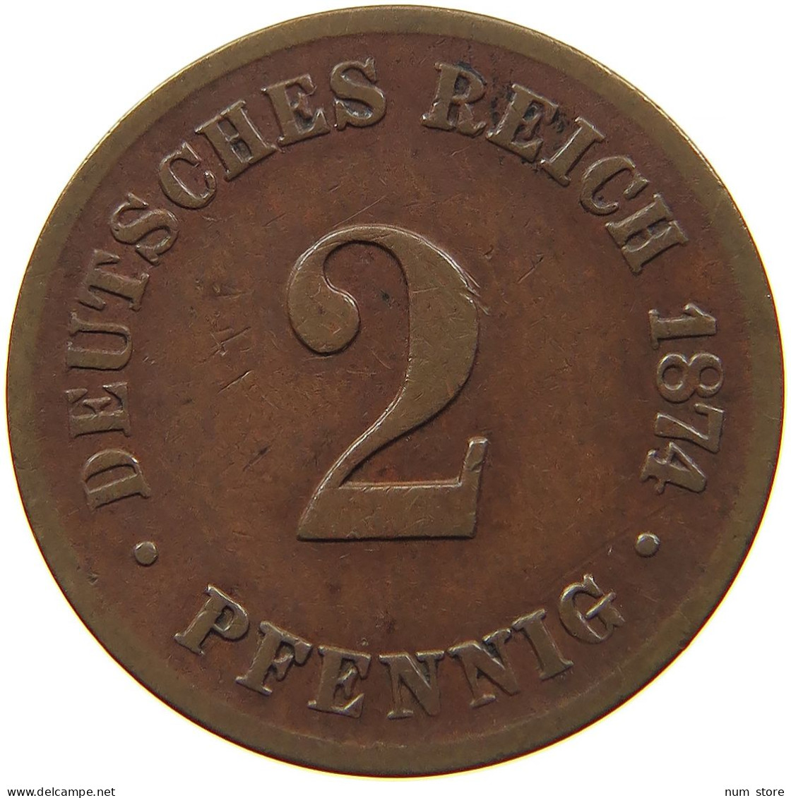 GERMANY EMPIRE 2 PFENNIG 1874 B #s095 0425 - 2 Pfennig