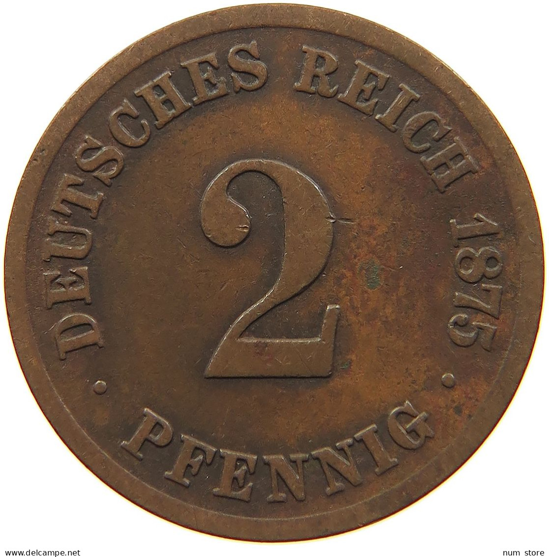 GERMANY EMPIRE 2 PFENNIG 1875 C #s095 0421 - 2 Pfennig