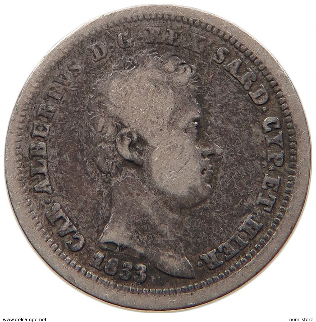 ITALY STATES 25 CENTESIMI 1833 SARDINIA SAVOY Carlo Alberto (1831-1849) #s091 0051 - Piamonte-Sardaigne-Savoie Italiana