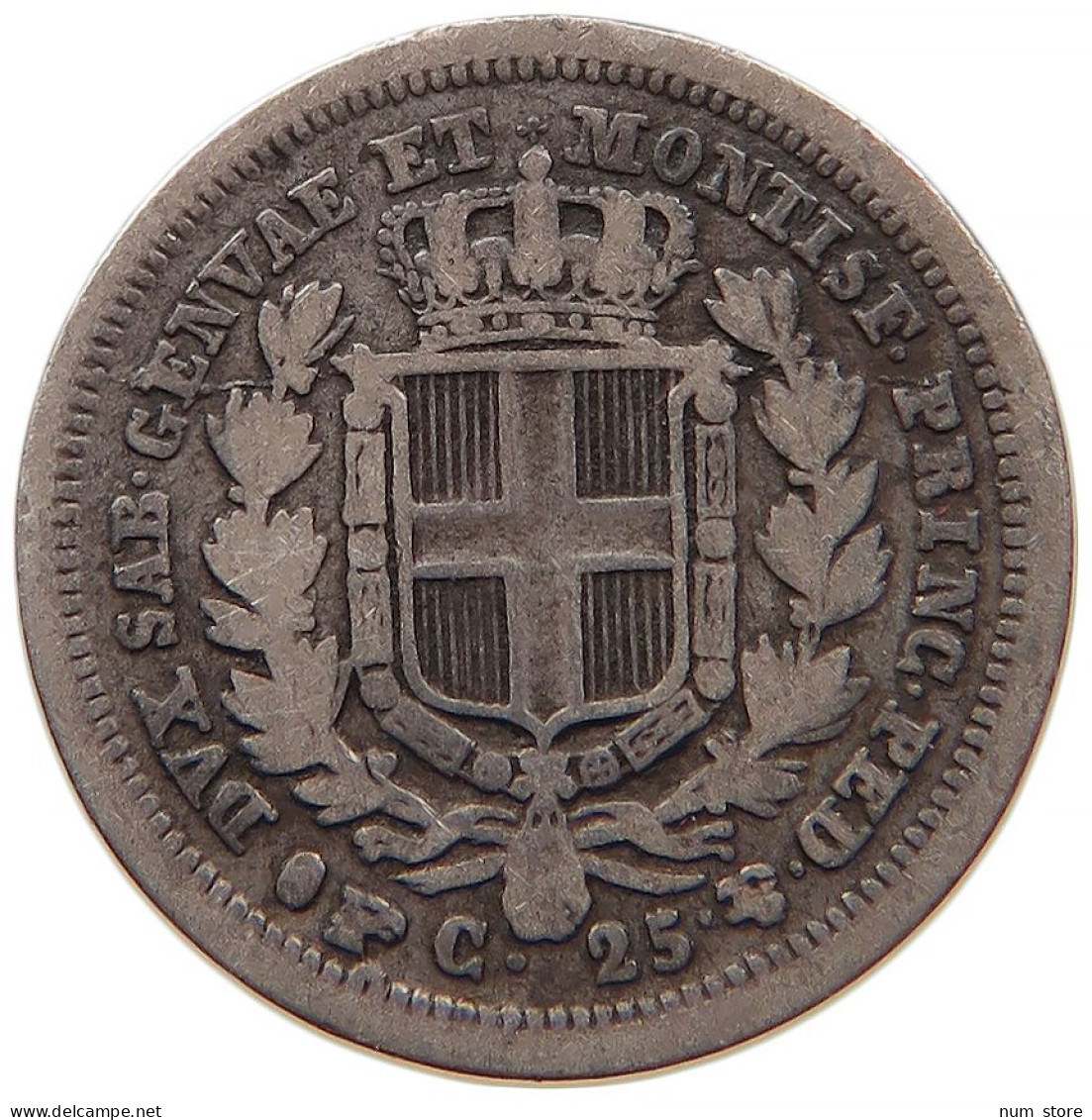 ITALY STATES 25 CENTESIMI 1833 SARDINIA SAVOY Carlo Alberto (1831-1849) #s091 0051 - Italian Piedmont-Sardinia-Savoie