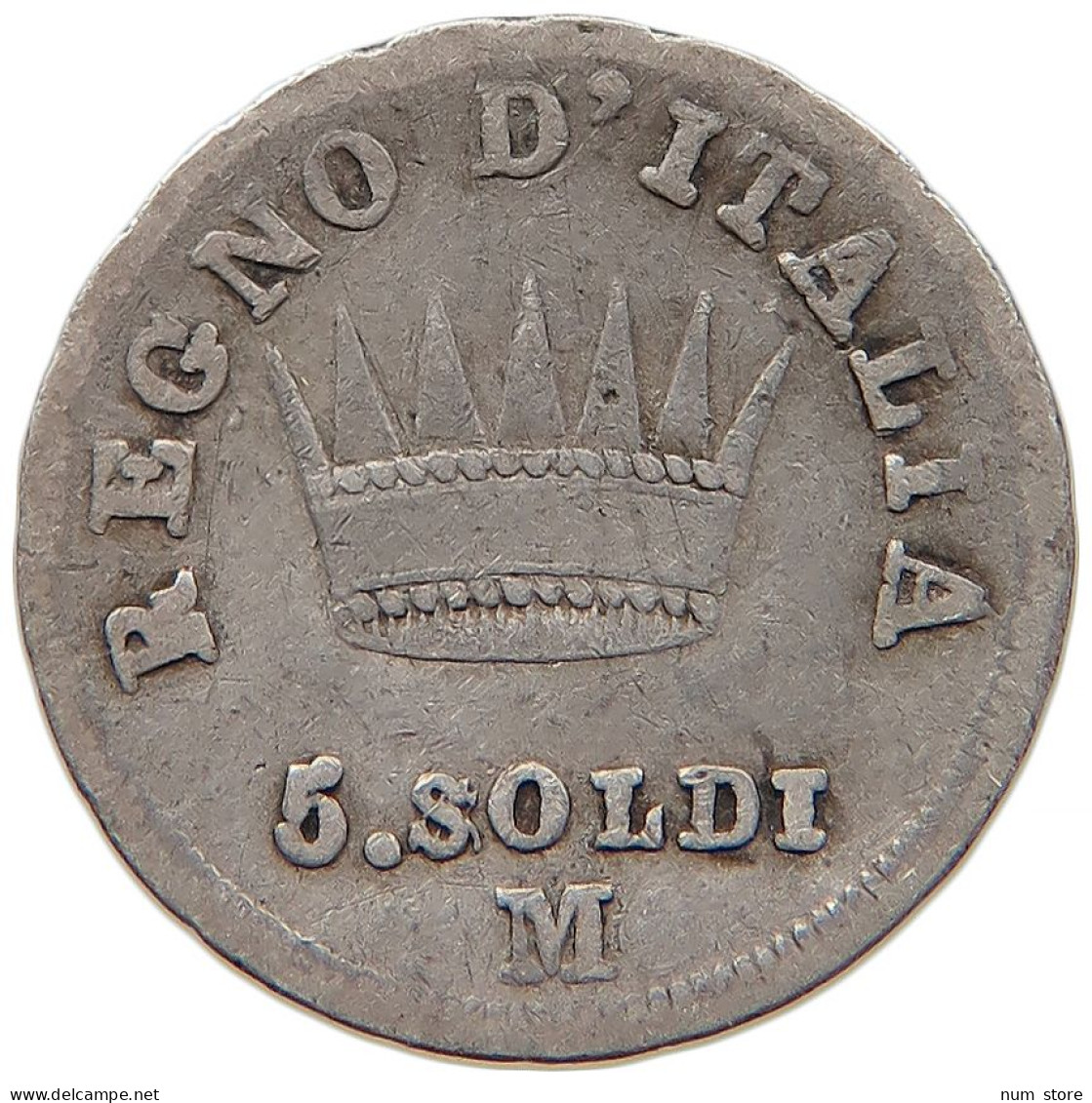 ITALY STATES 5 SOLDI 1810 M #s091 0029 - Napoleonic