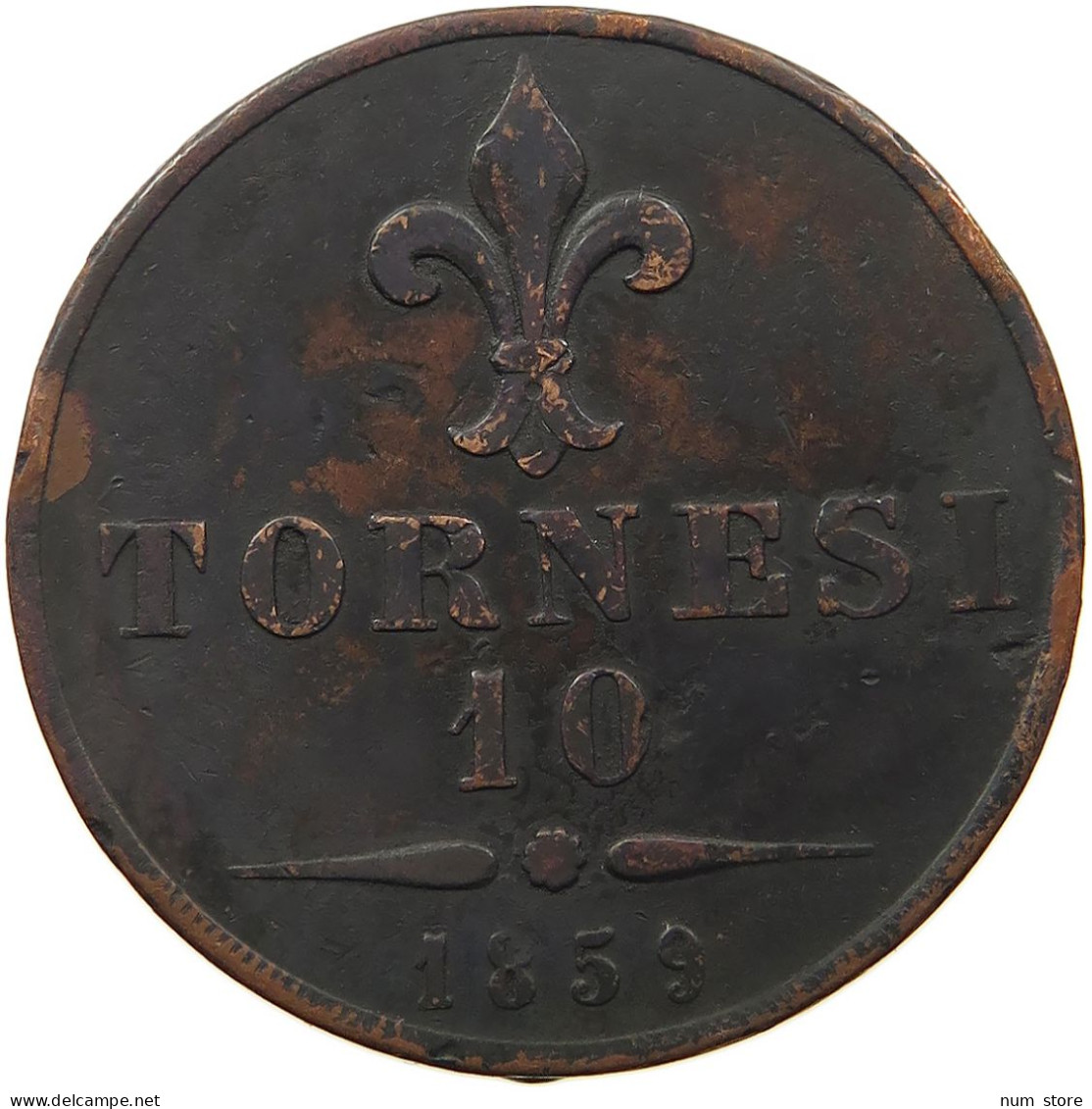 ITALY STATES 10 TORNESI 1859 NAPLES SICILY Francesco II. 1859-1869 #sm12 0261 - Sizilien