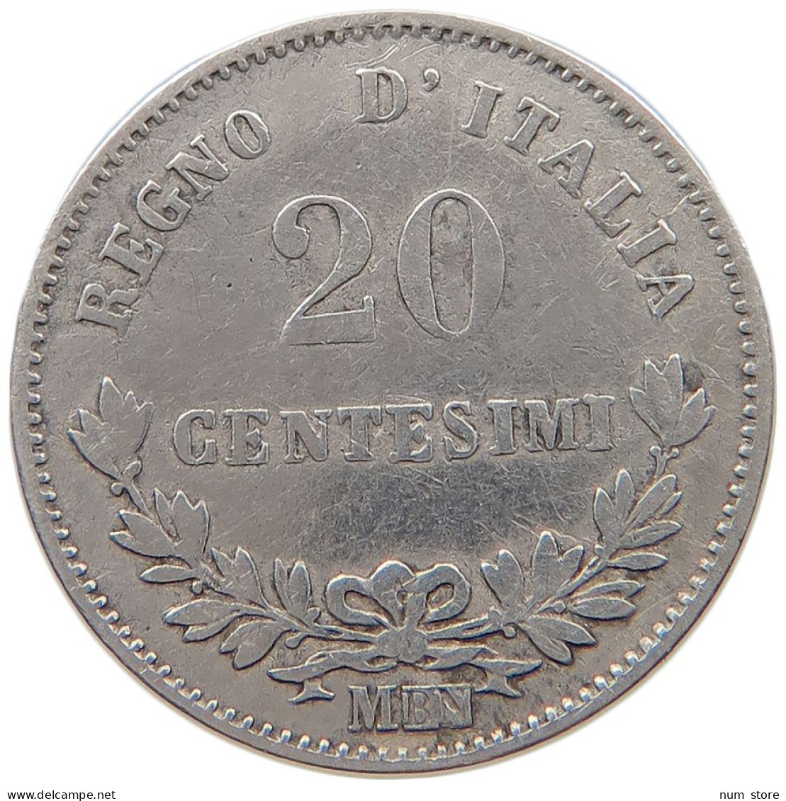 ITALY 20 CENTESIMI 1863 M #s100 0723 - 1861-1878 : Victor Emmanuel II