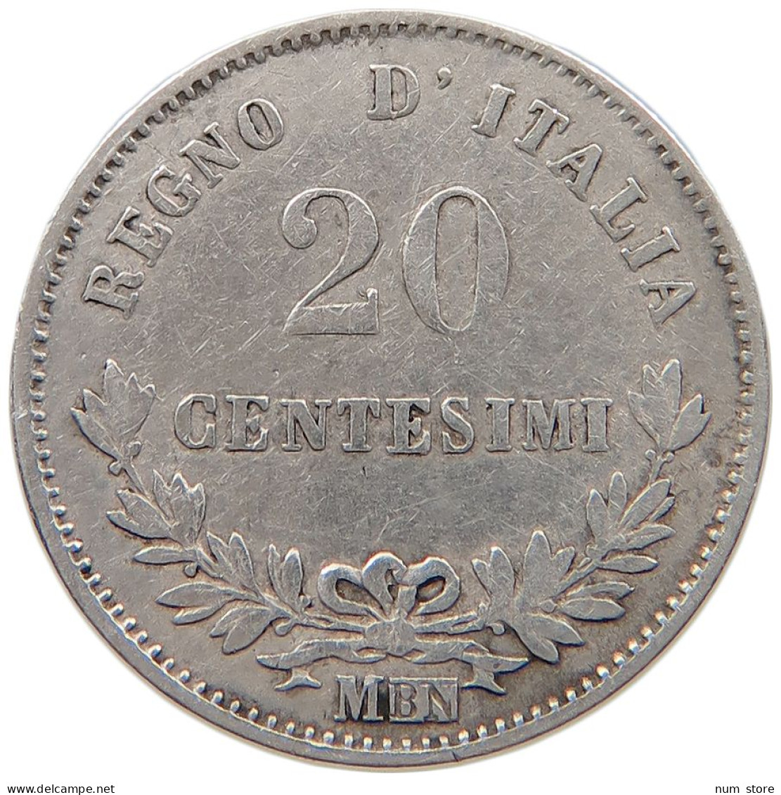 ITALY 20 CENTESIMI 1863 M #s100 0721 - 1861-1878 : Victor Emmanuel II