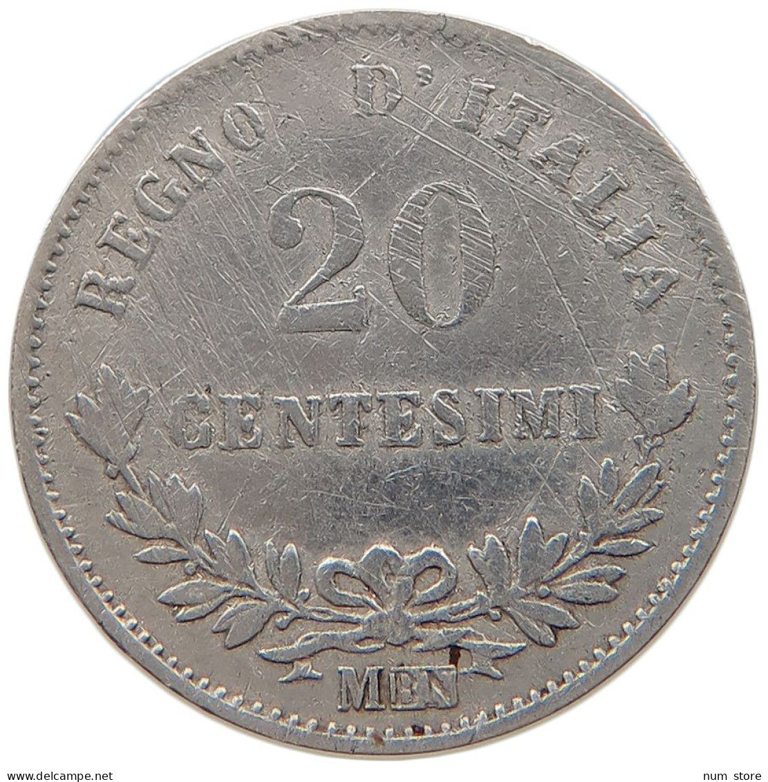 ITALY 20 CENTESIMI 1863 M #s100 0715 - 1861-1878 : Victor Emmanuel II