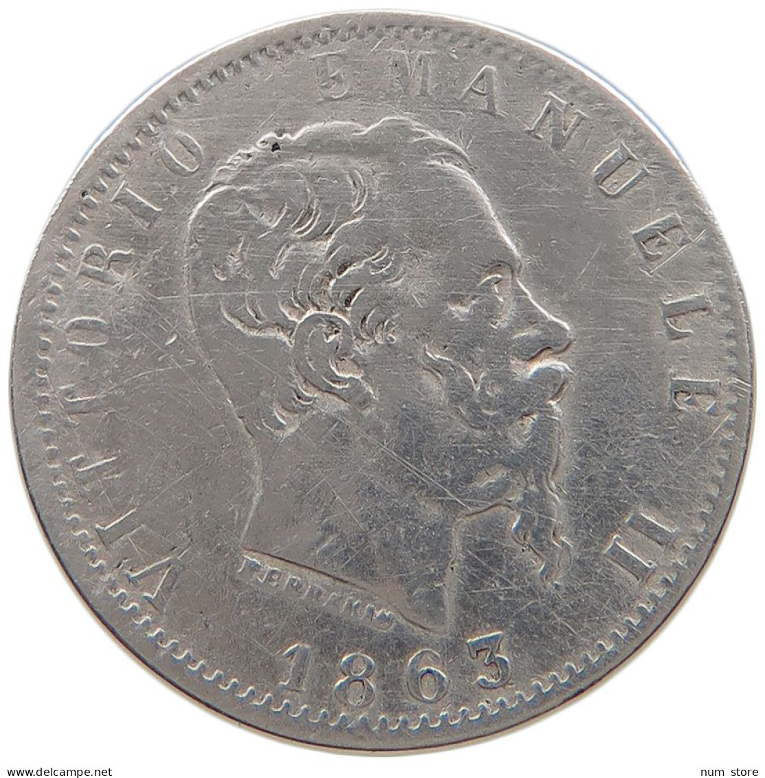 ITALY 20 CENTESIMI 1863 T #s100 0719 - 1861-1878 : Victor Emmanuel II.