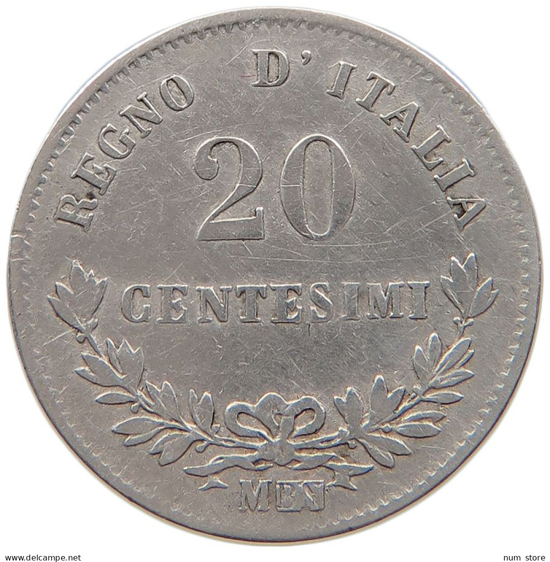 ITALY 20 CENTESIMI 1863 M #s100 0717 - 1861-1878 : Victor Emmanuel II.