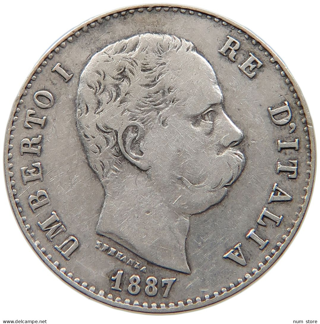 ITALY 1 LIRA 1887 M #s101 0329 - 1878-1900 : Umberto I