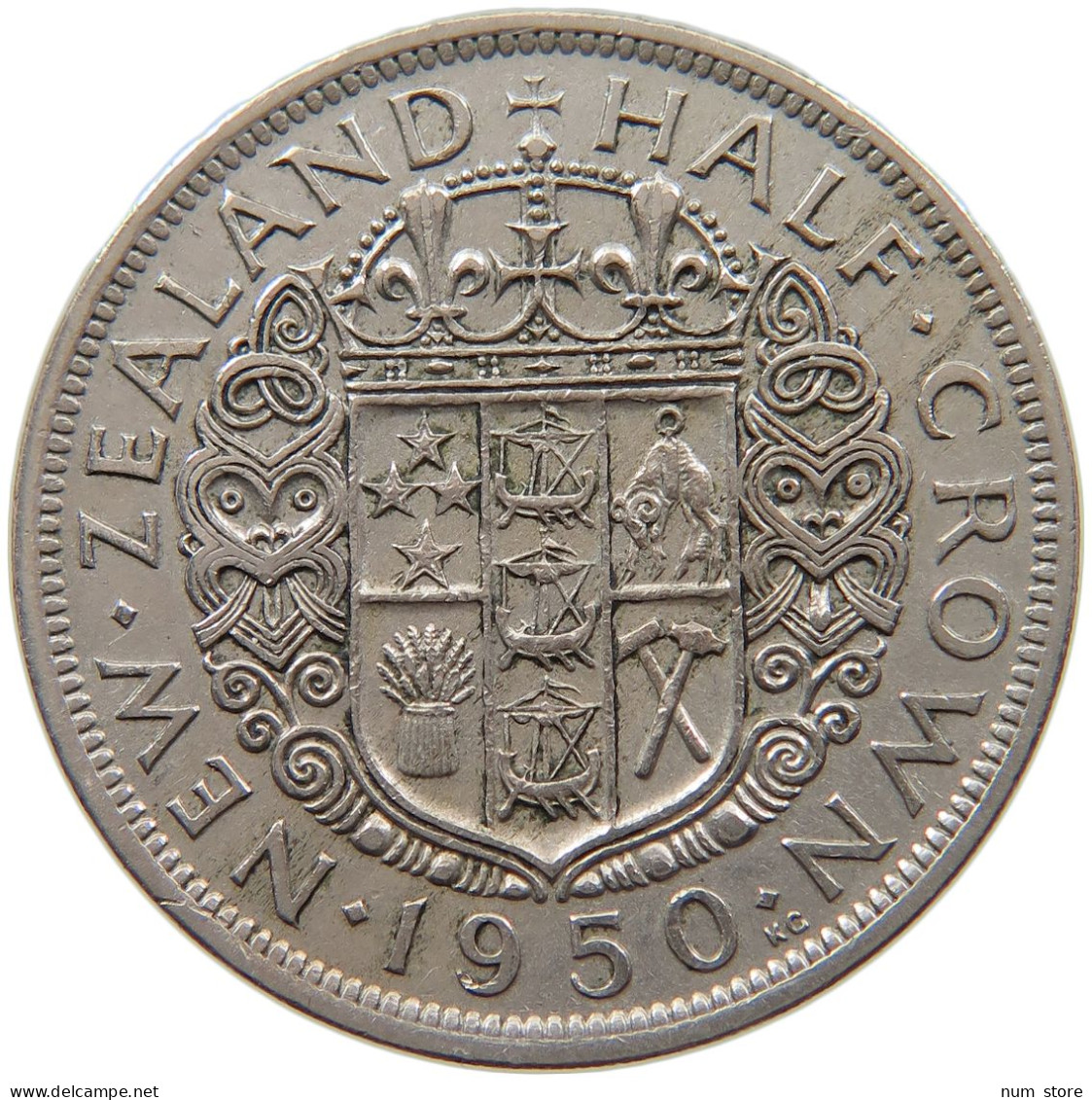 NEW ZEALAND 1/2 CROWN HALFCROWN 1950 #s099 0215 - New Zealand