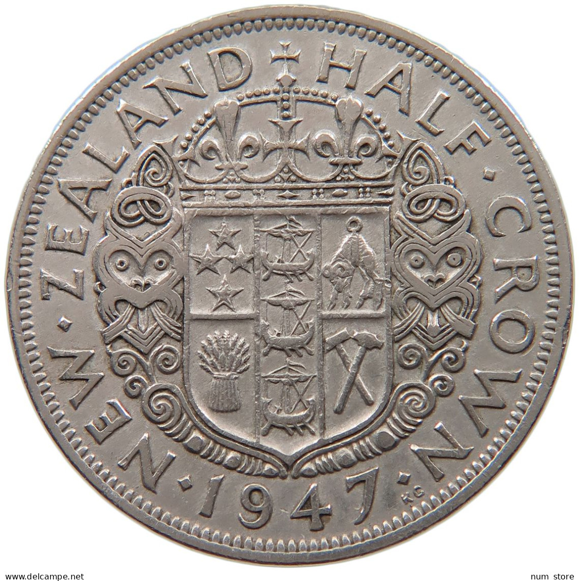 NEW ZEALAND 1/2 CROWN 1947 #s100 0001 - Nueva Zelanda