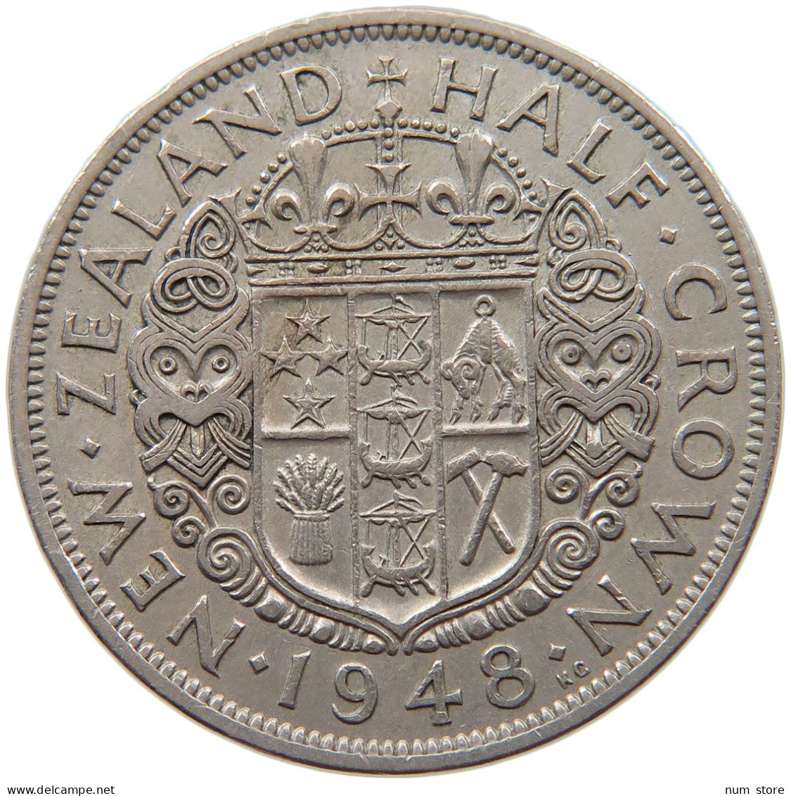 NEW ZEALAND 1/2 CROWN HALFCROWN 1948 #s099 0213 - Nieuw-Zeeland