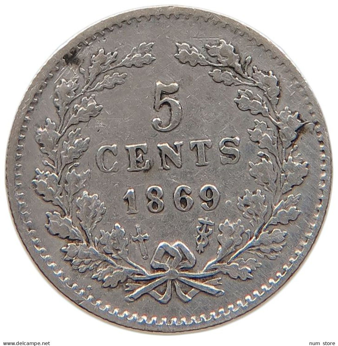 NETHERLANDS 5 CENTS 1869 #s100 0555 - 1849-1890 : Willem III